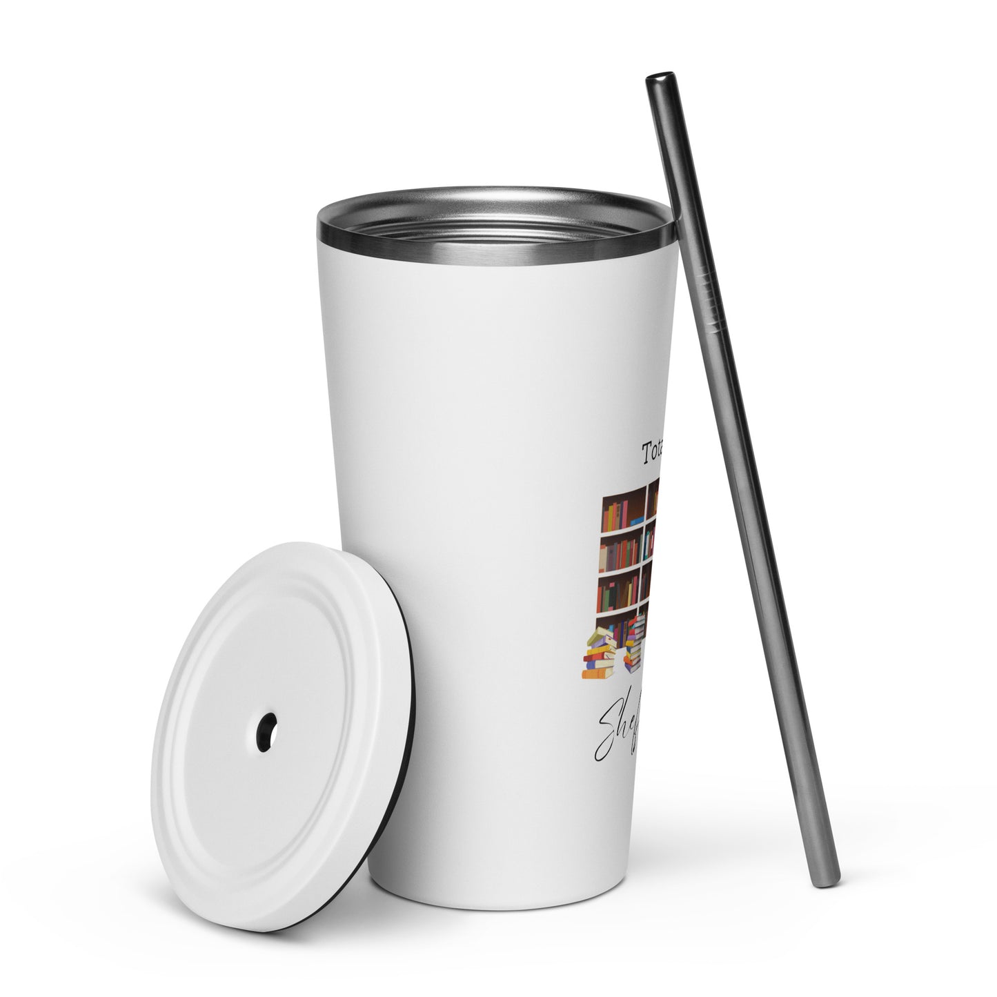 Shelf Control Insulated tumbler with a straw