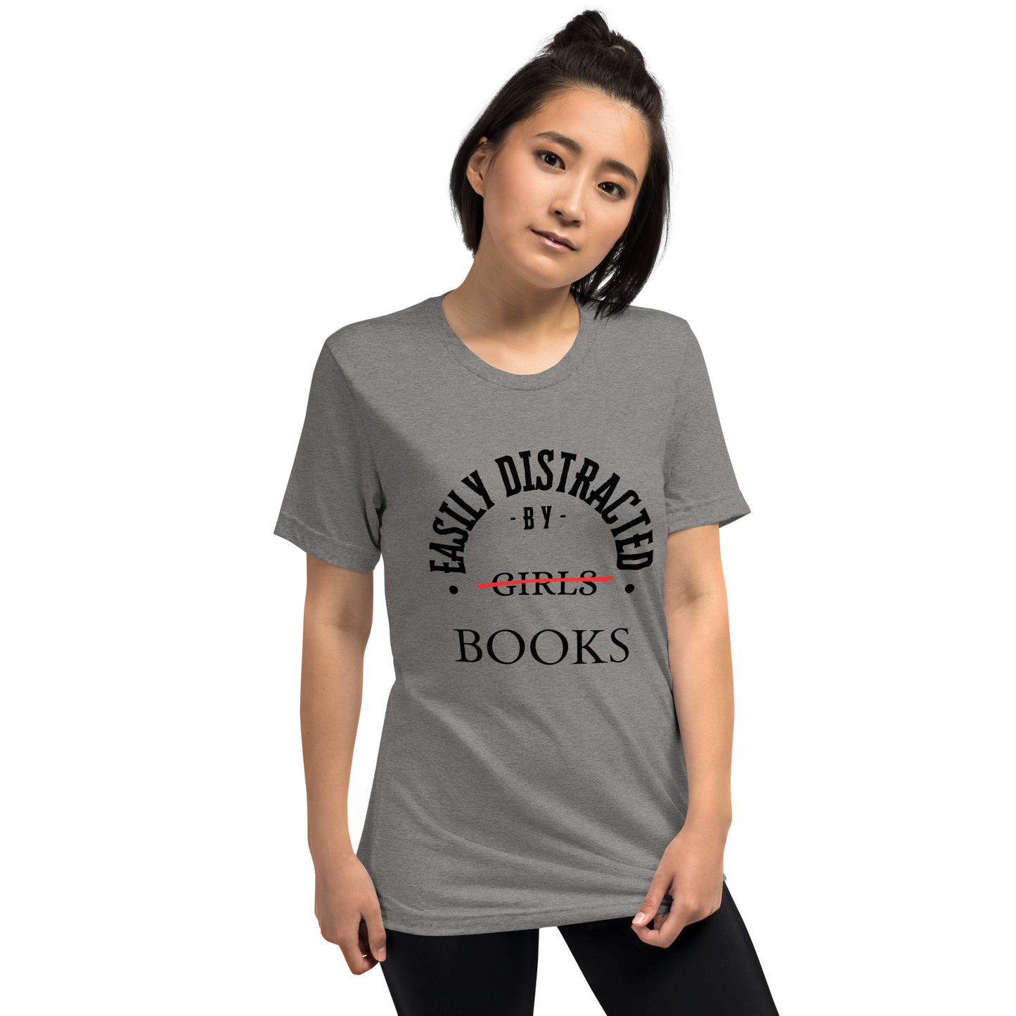 Easily Distracted By Books Short Sleeve tri-blend
