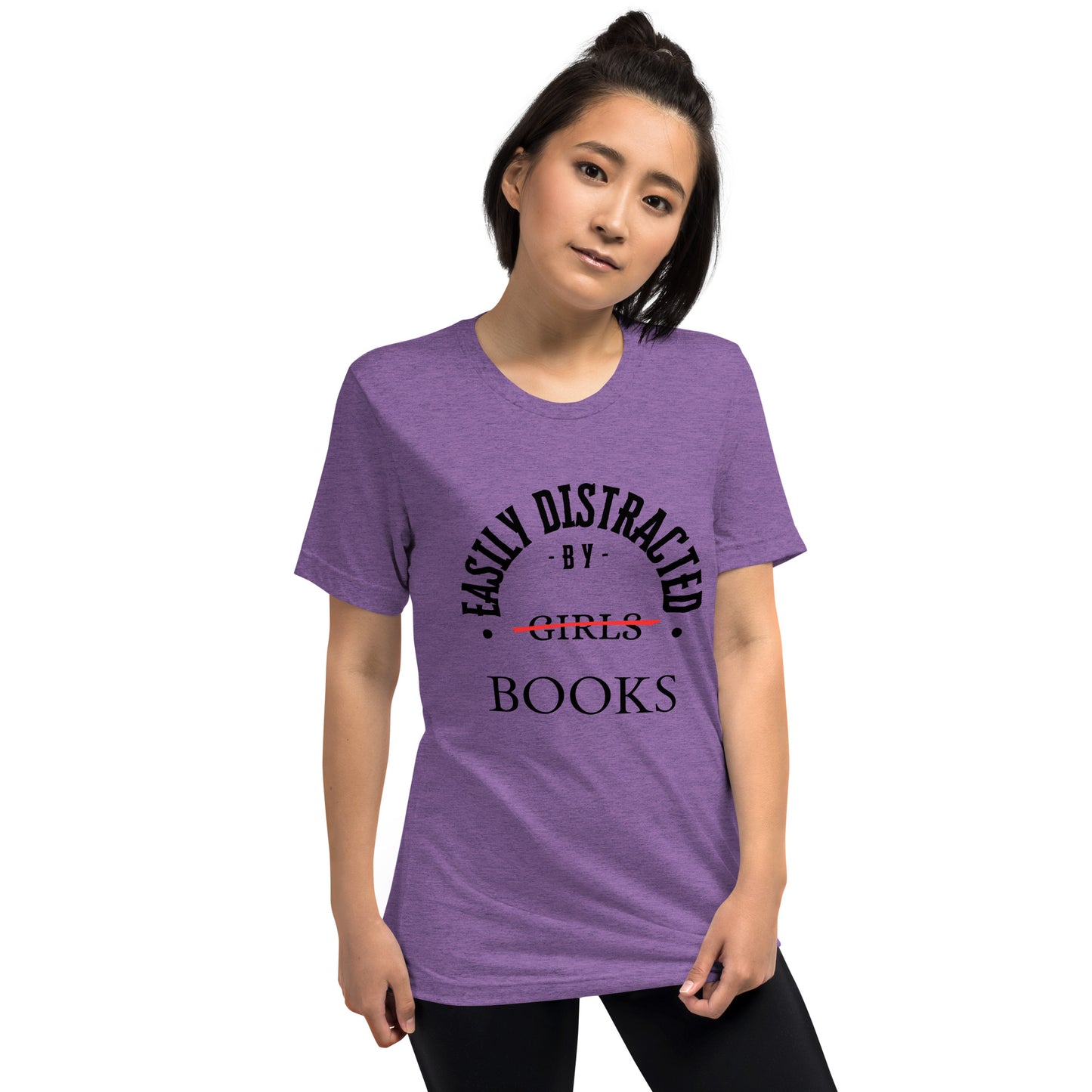 Easily Distracted By Books Short Sleeve tri-blend
