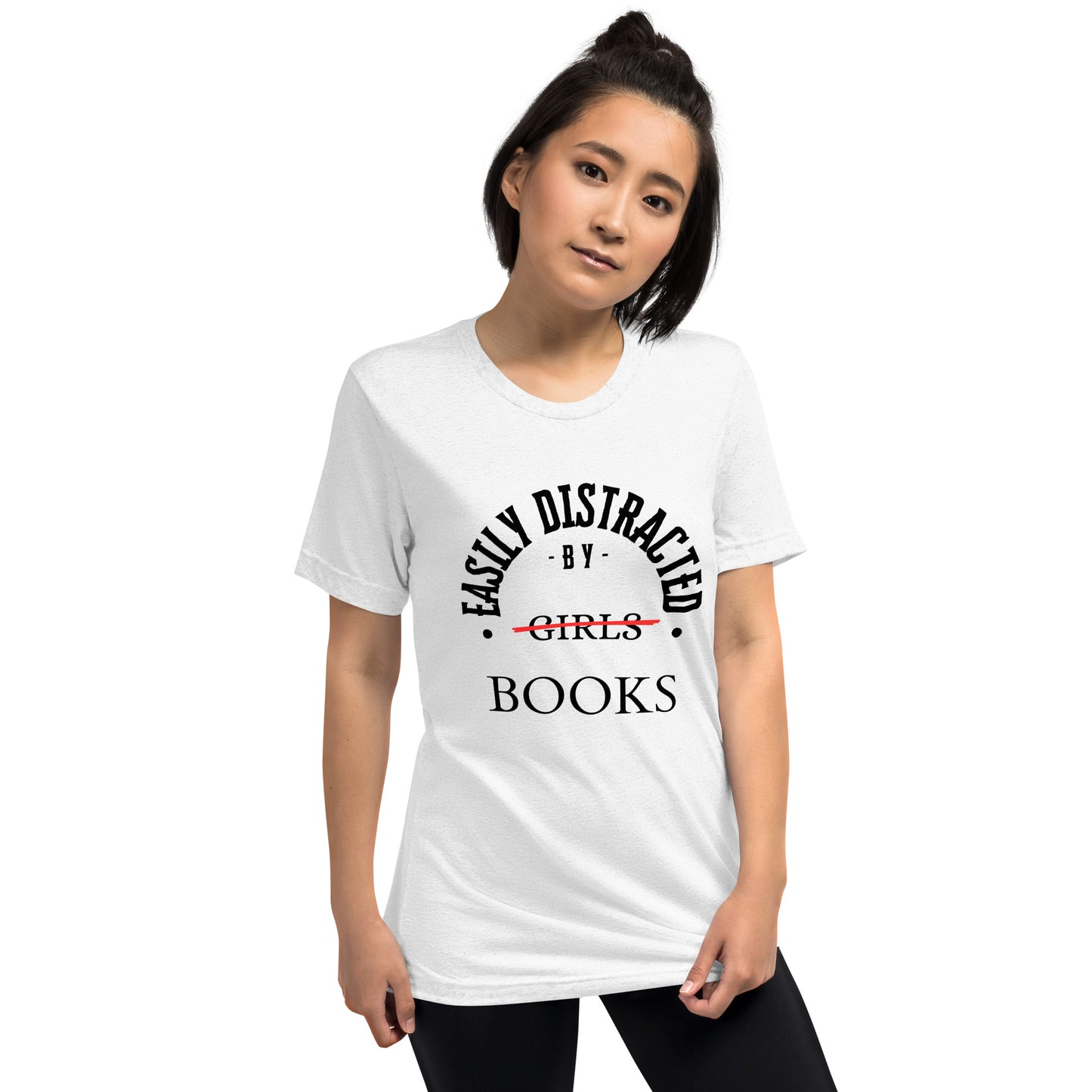 Easily Distracted By Books Short Sleeve tri-blend
