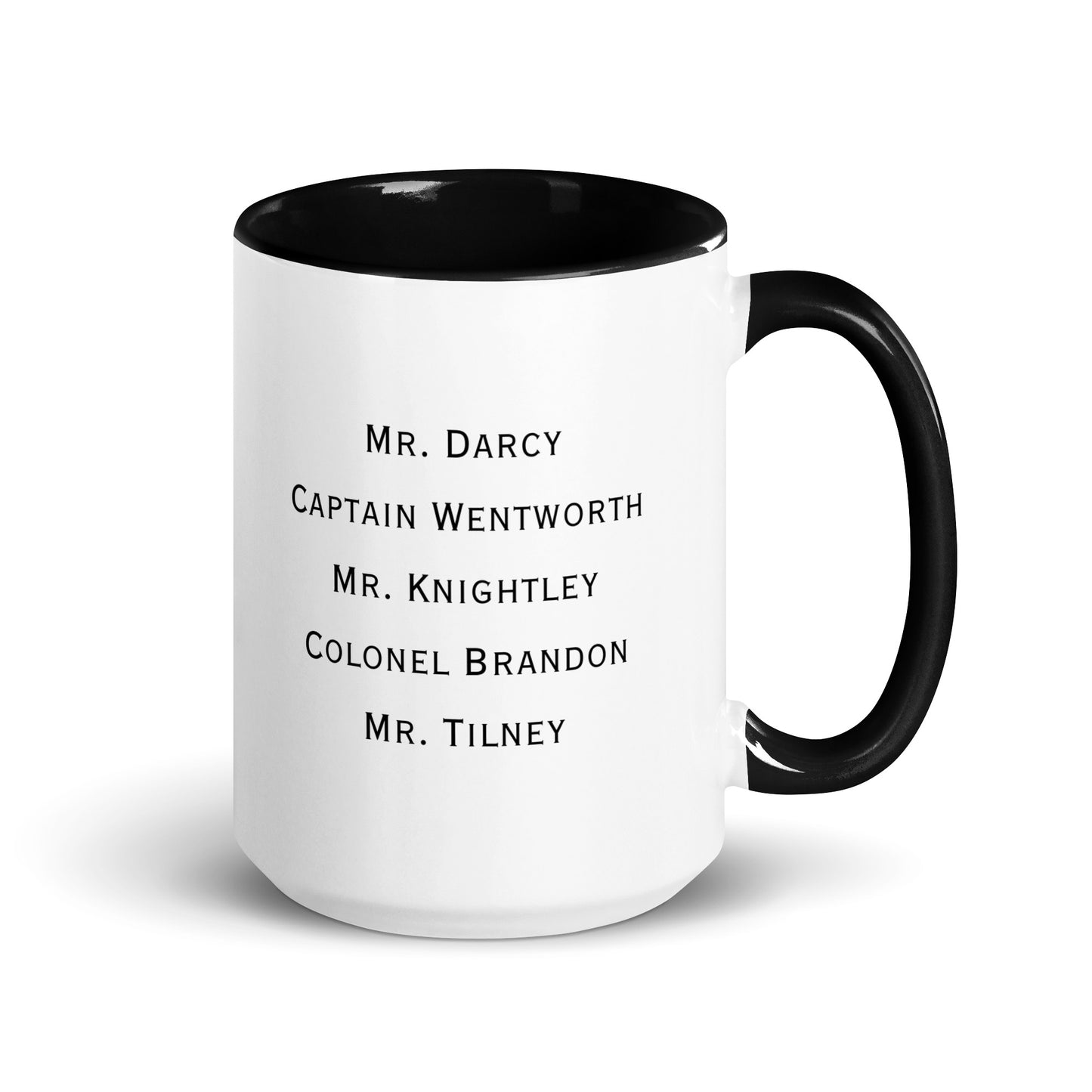 Austen Hero names, Mug with Color Inside