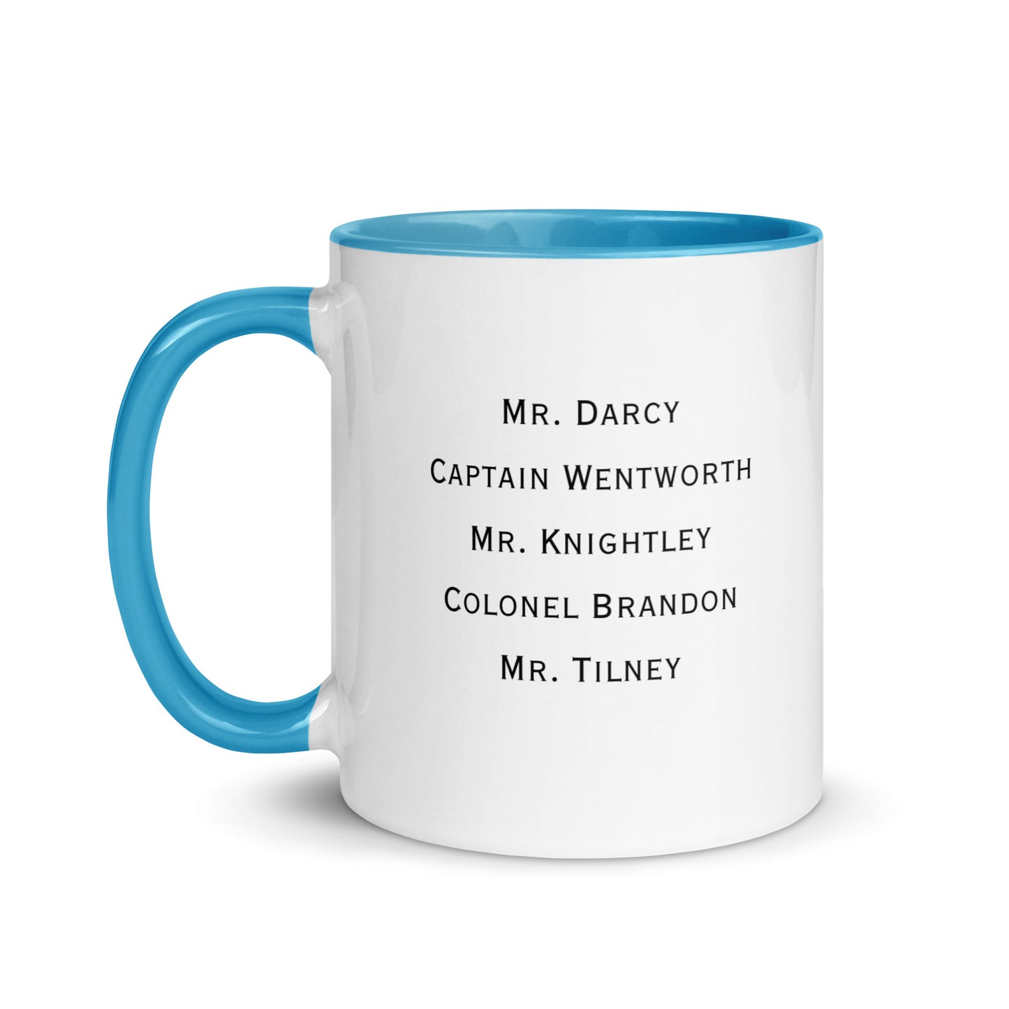 Austen Hero names, Mug with Color Inside