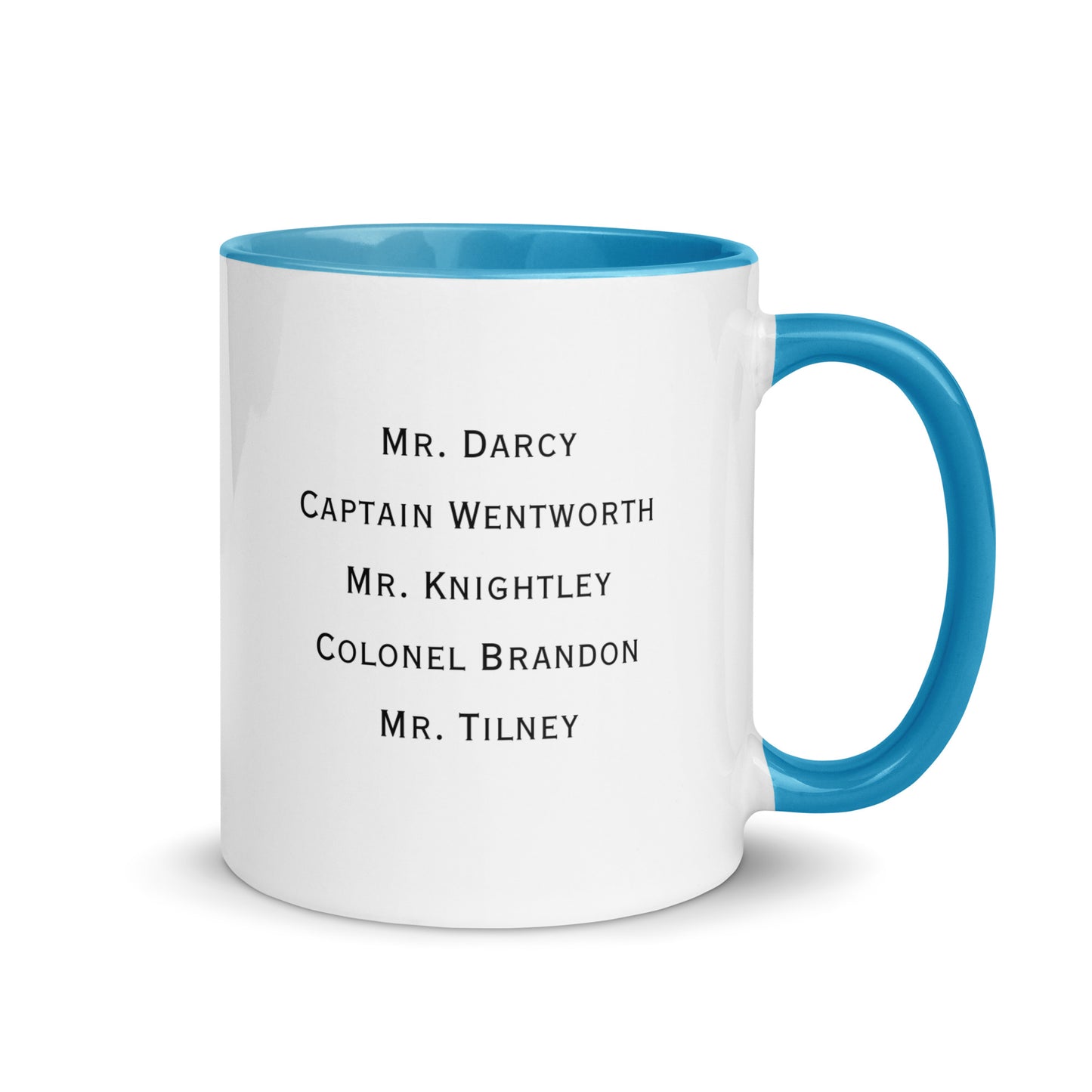 Austen Hero names, Mug with Color Inside