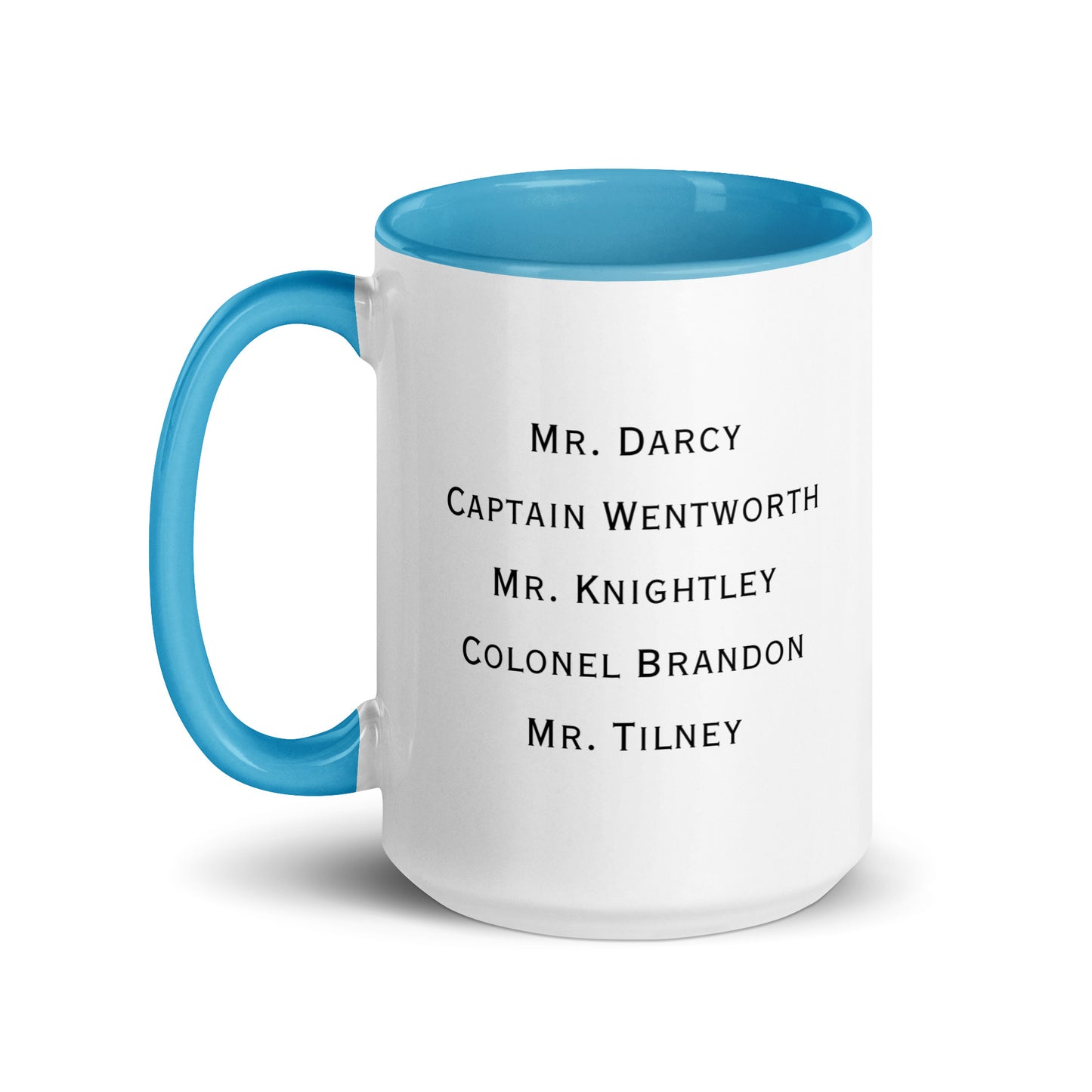 Austen Hero names, Mug with Color Inside