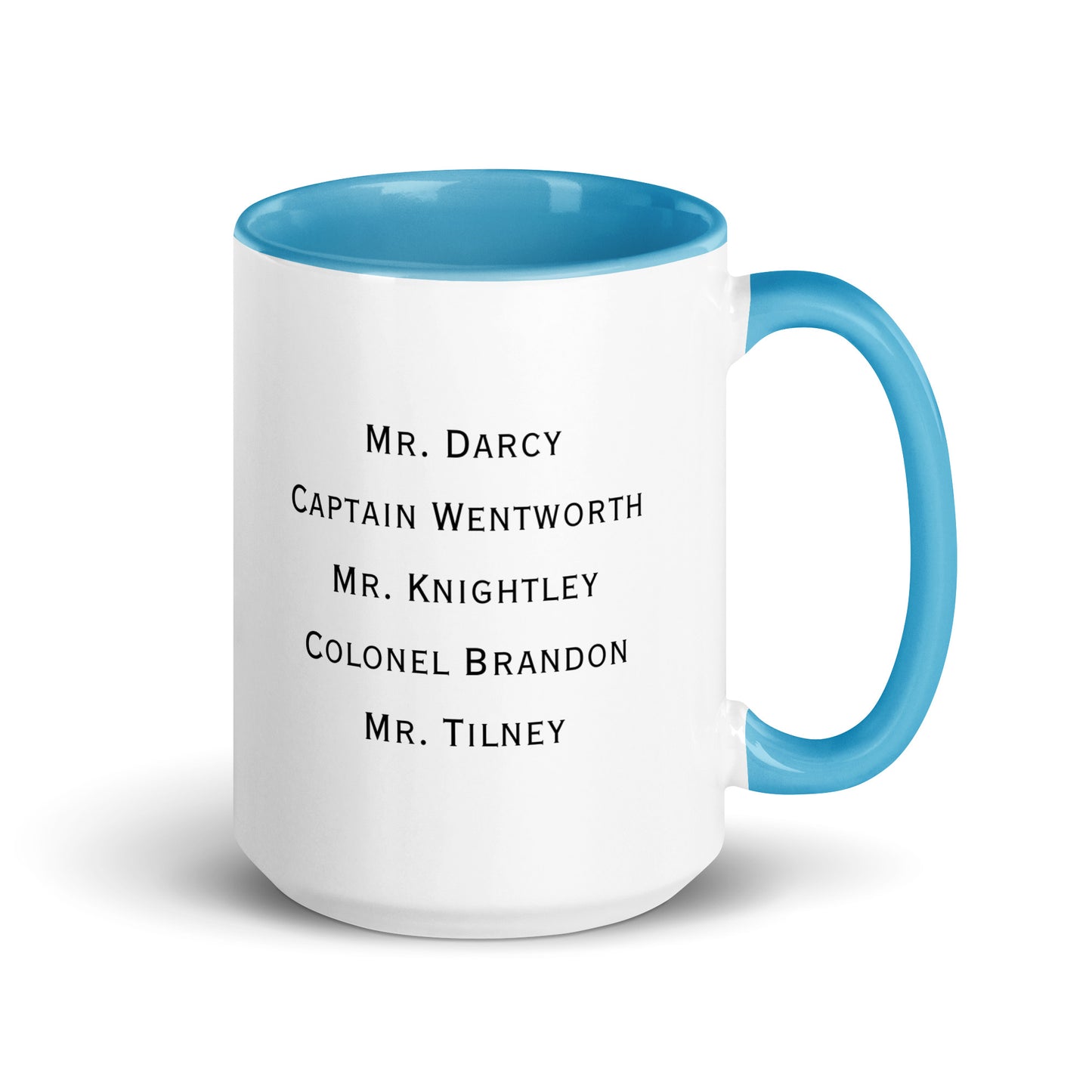 Austen Hero names, Mug with Color Inside