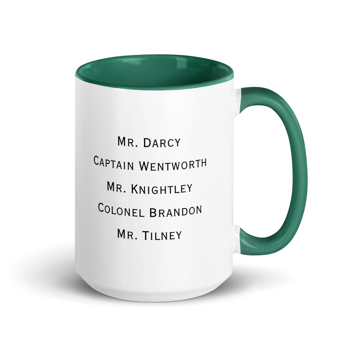 Austen Hero names, Mug with Color Inside