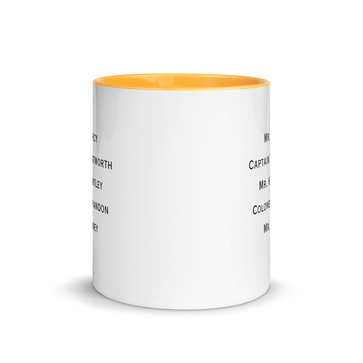 Austen Hero names, Mug with Color Inside