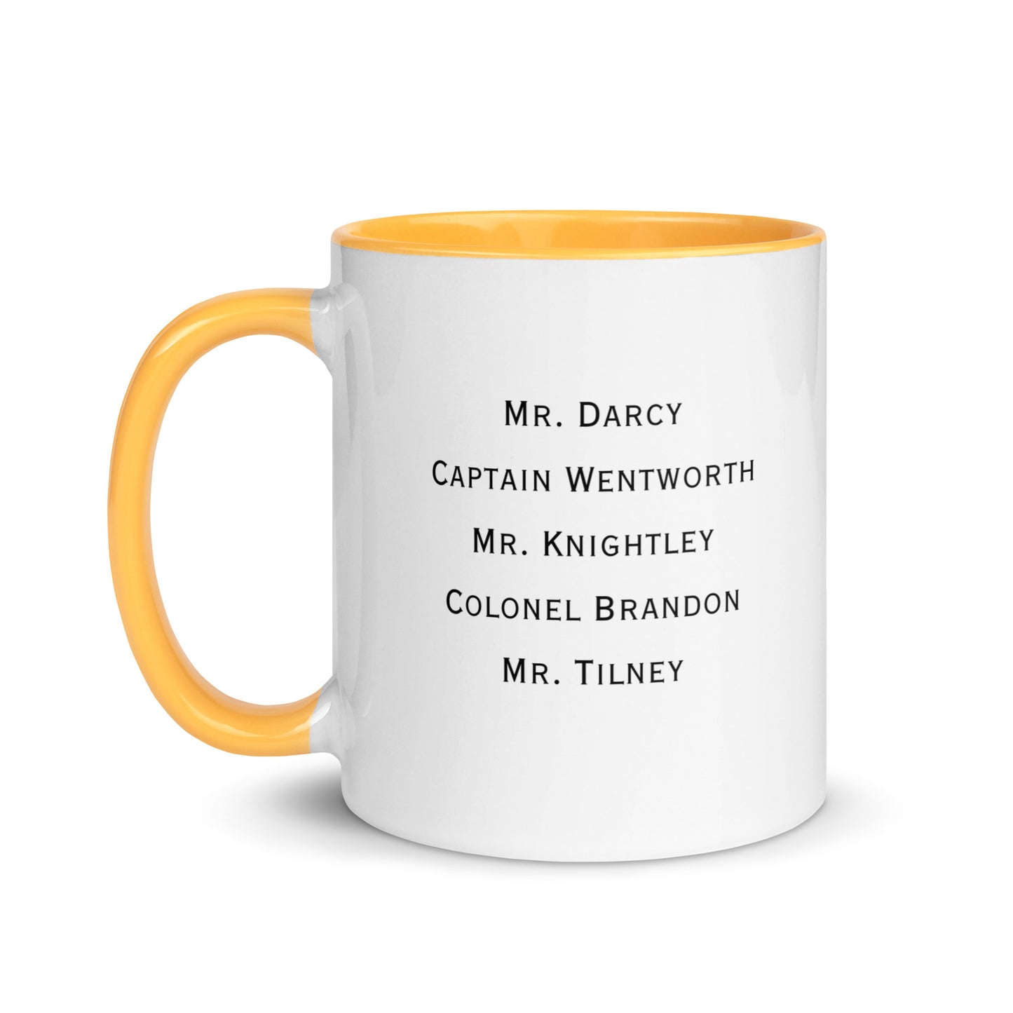 Austen Hero names, Mug with Color Inside