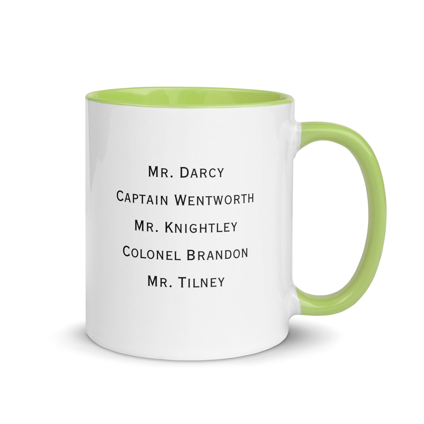 Austen Hero names, Mug with Color Inside