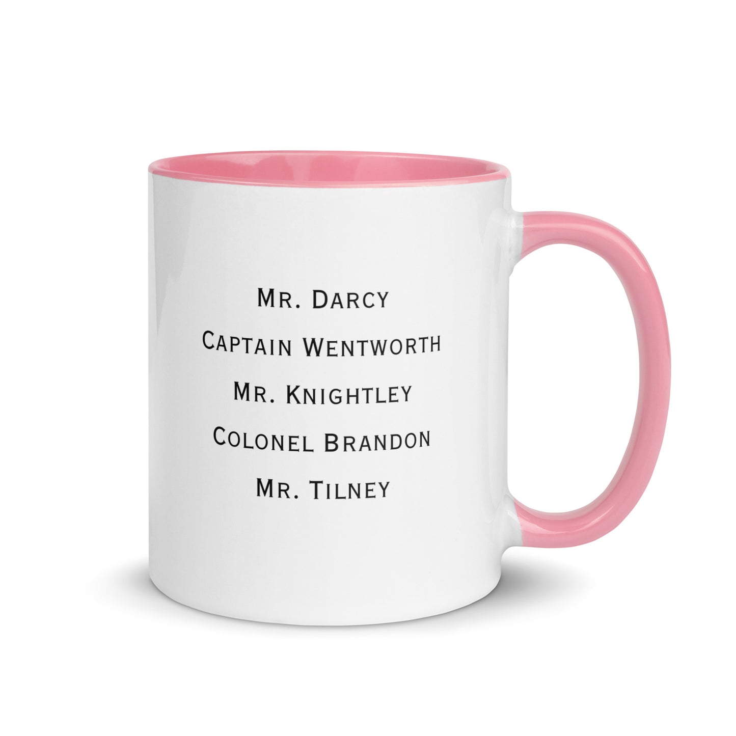 Austen Hero names, Mug with Color Inside