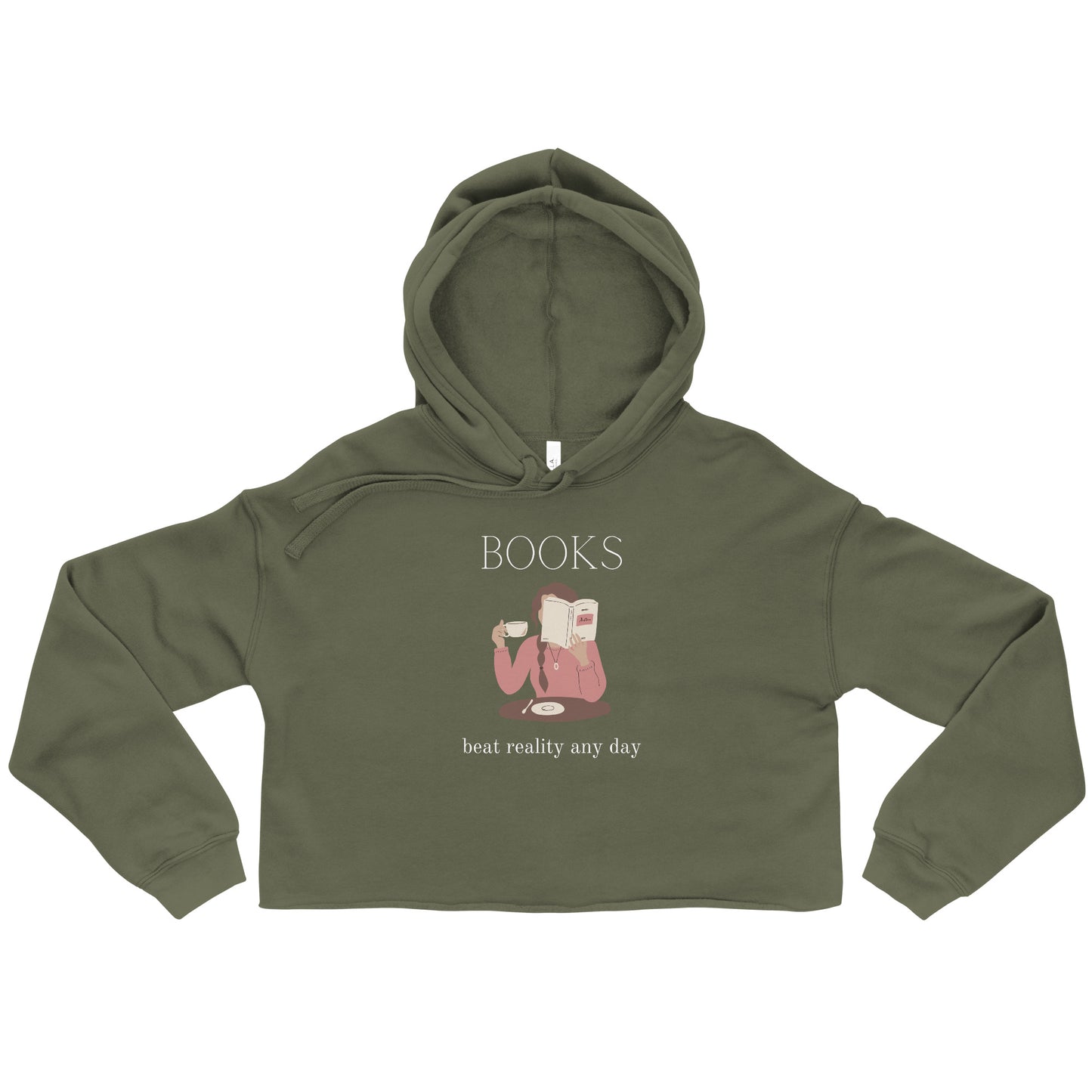Books Beat Reality, Lovers Crop Hoodie