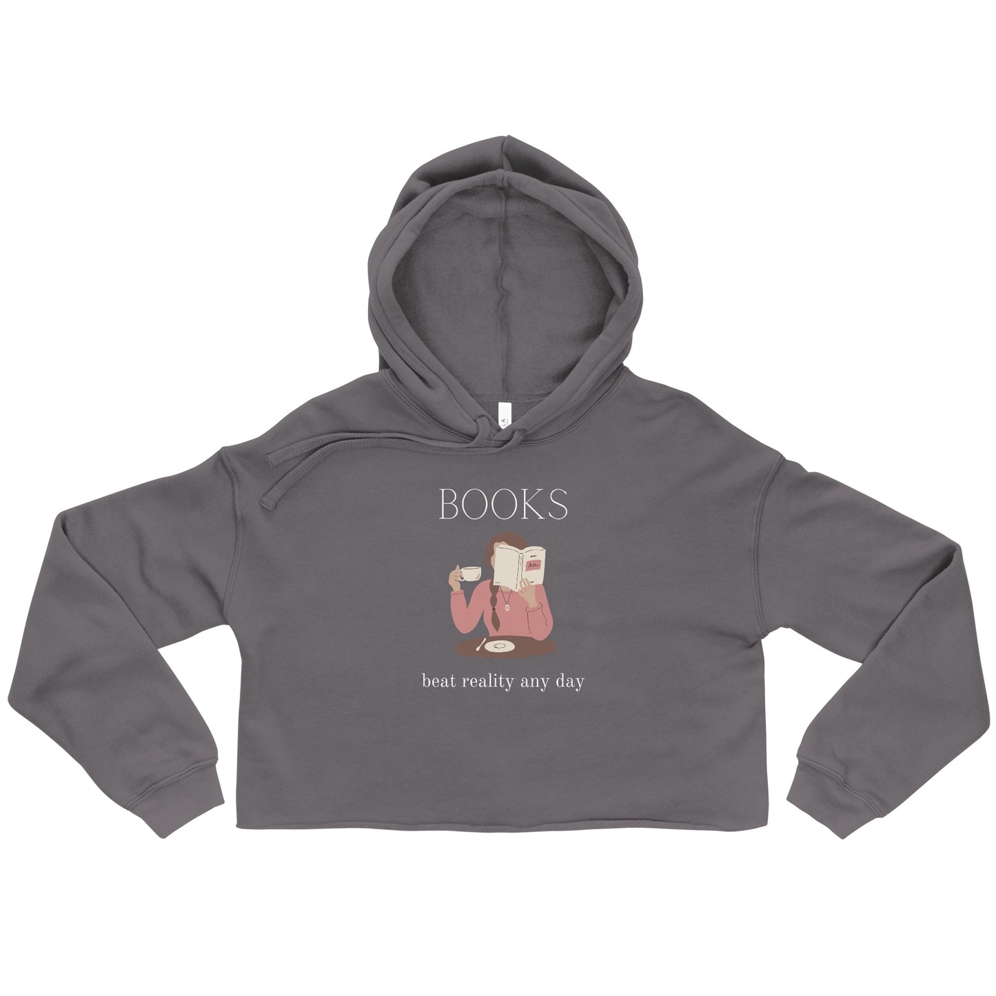 Books Beat Reality, Lovers Crop Hoodie