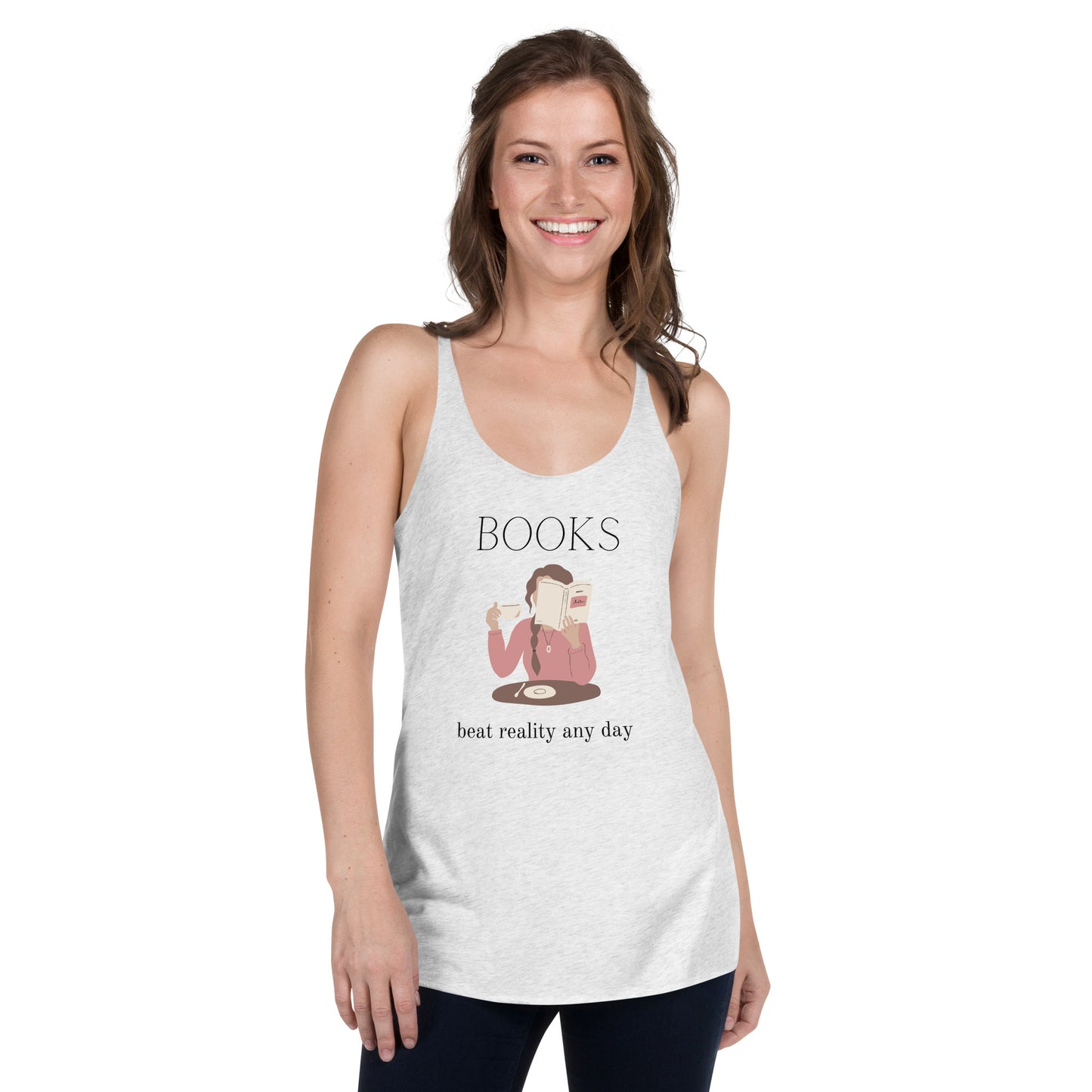Book Beat Reality Any Day, Women's Racerback Tank
