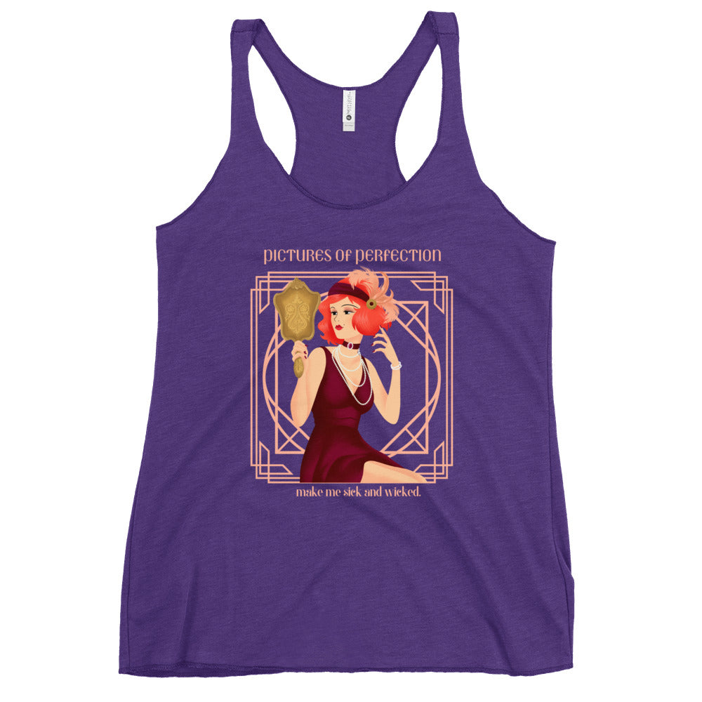 Pictures of Perfection, Art Deco style Women's Racerback Tank