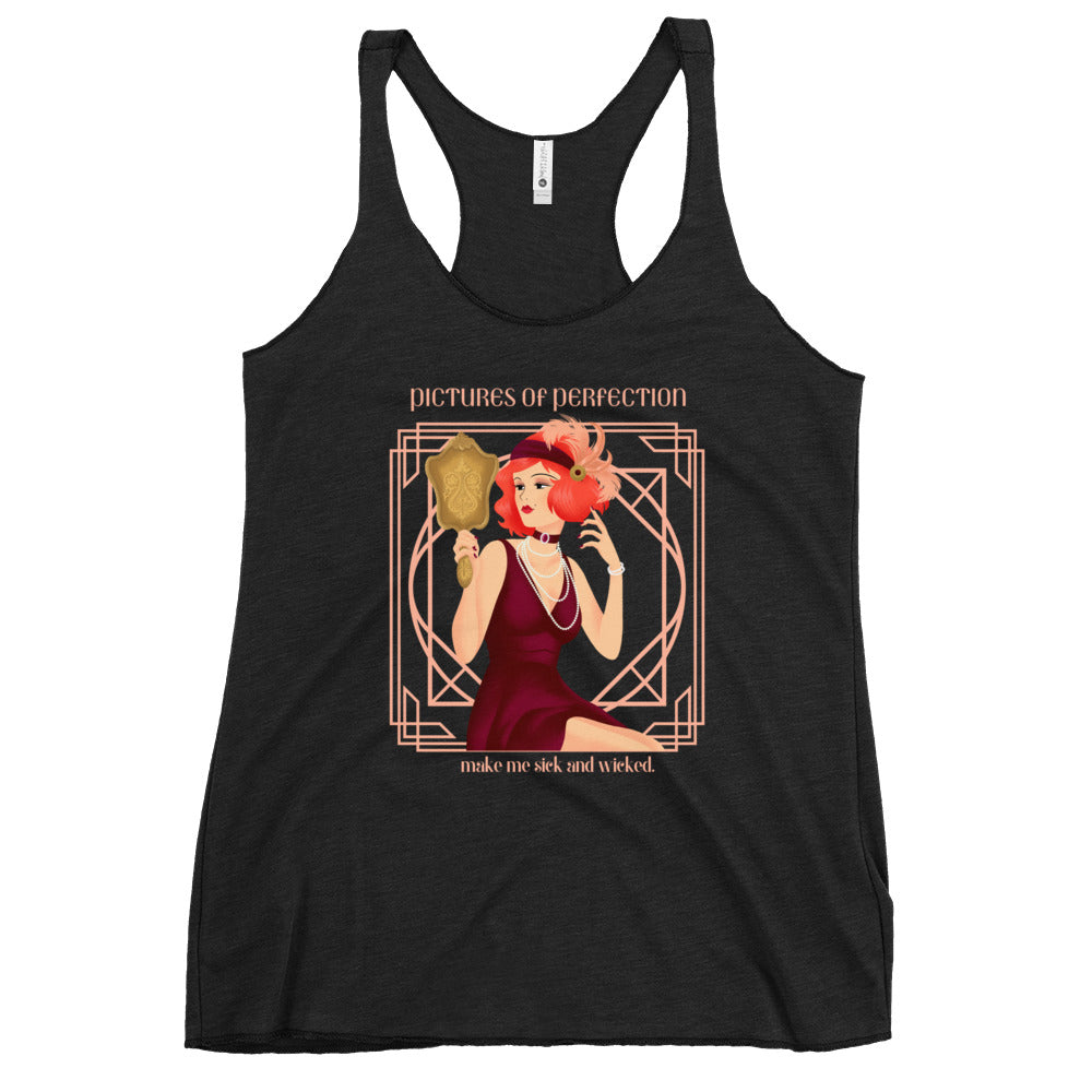 Pictures of Perfection, Art Deco style Women's Racerback Tank
