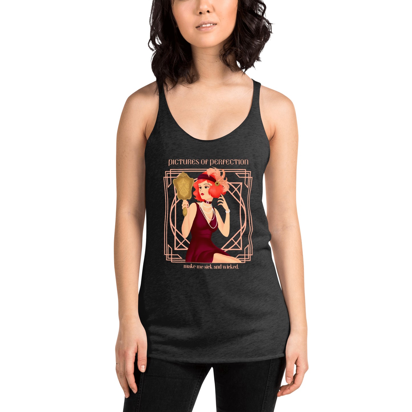 Pictures of Perfection, Art Deco style Women's Racerback Tank