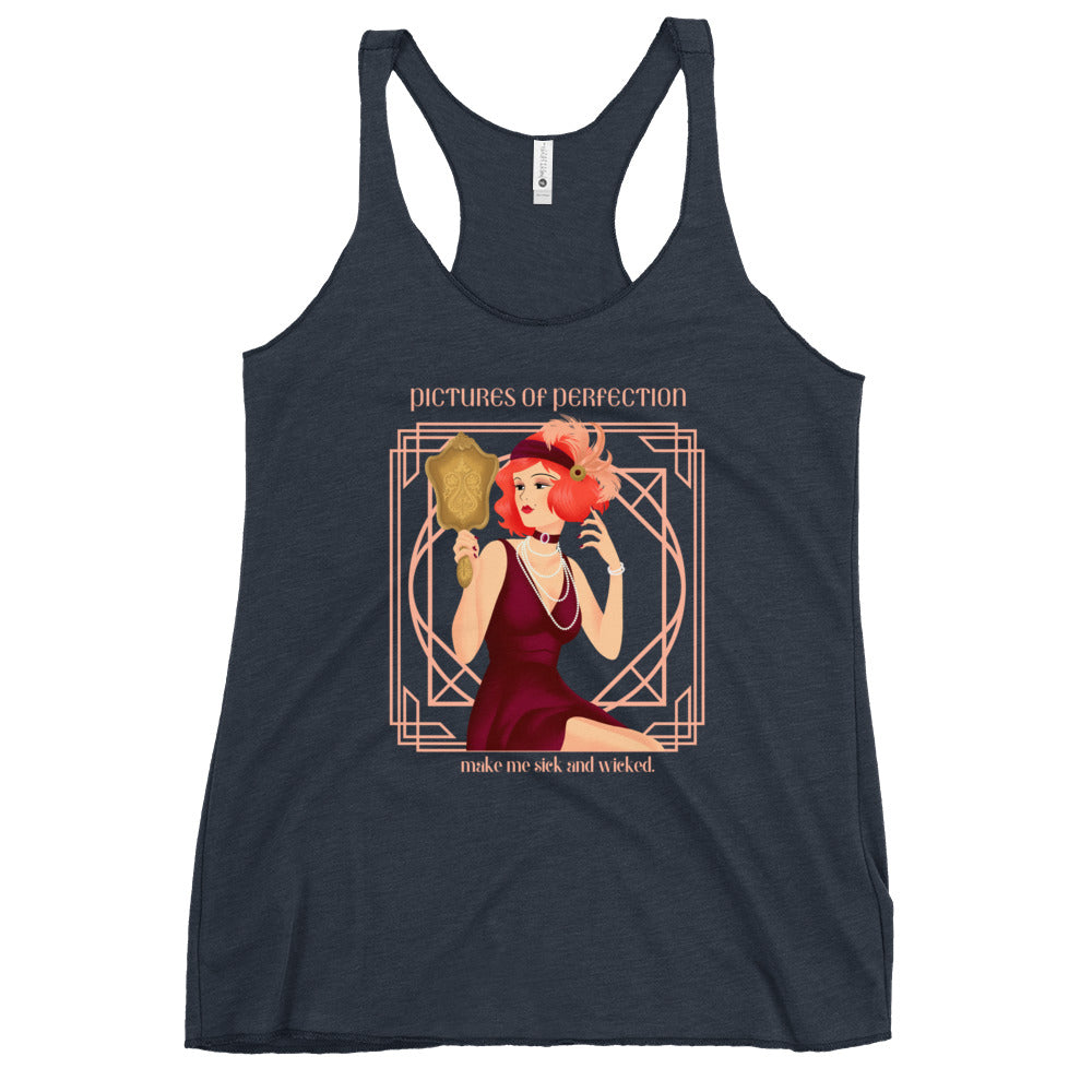Pictures of Perfection, Art Deco style Women's Racerback Tank