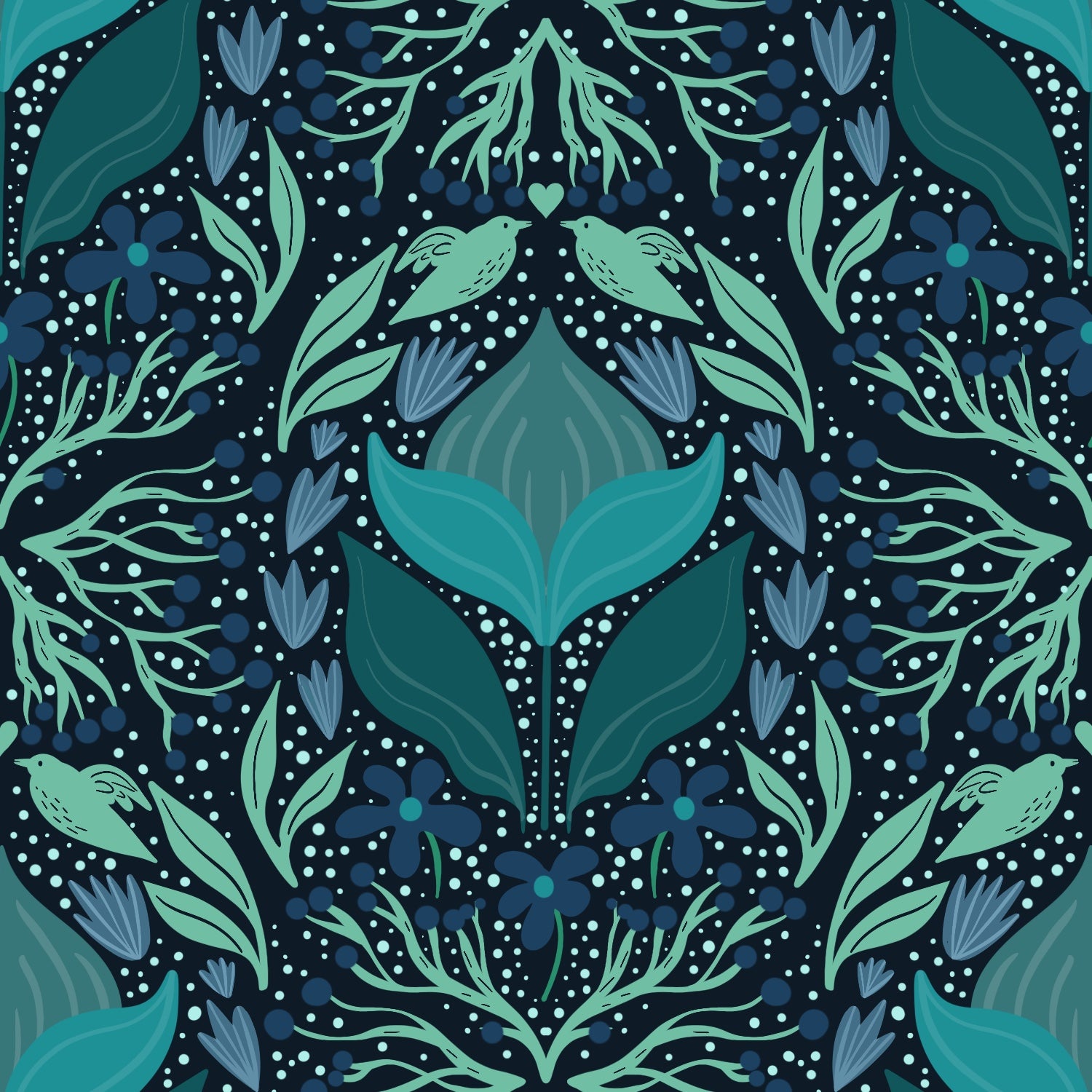 Teal Floral