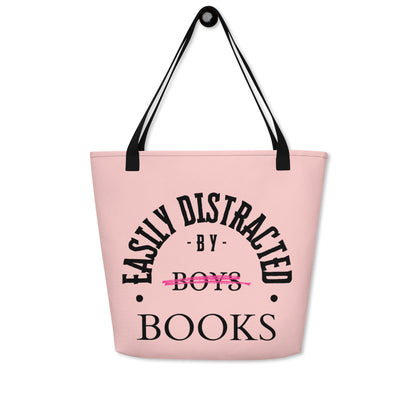 Easily Distracted by Books Large Tote Bag