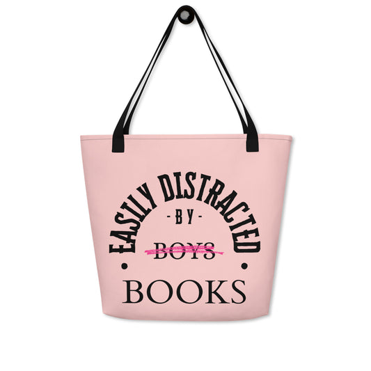 Easily Distracted by Books Large Tote Bag