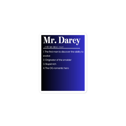 Mr. Darcy, definition, Bubble-free stickers