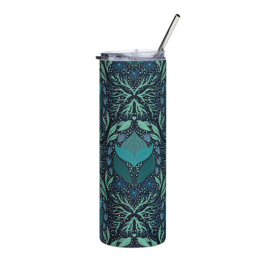 Teal Flower Stainless steel tumbler
