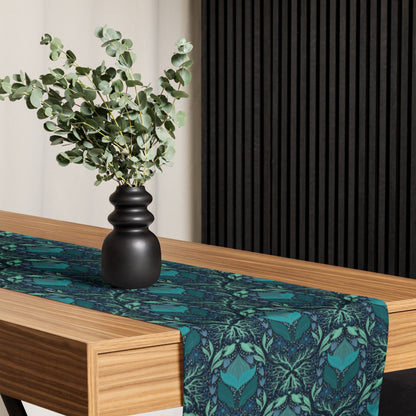 Teal Floral Table runner