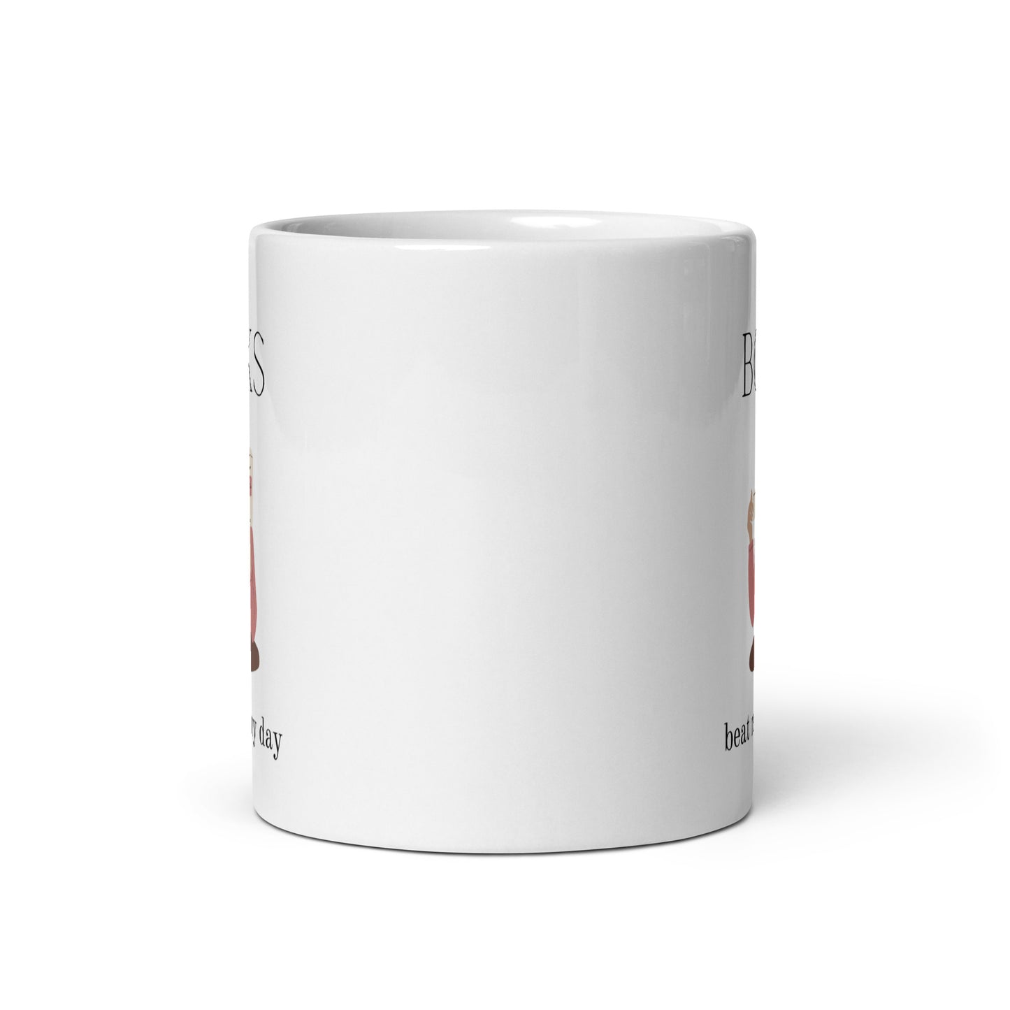 Books beat reality any day, White glossy mug