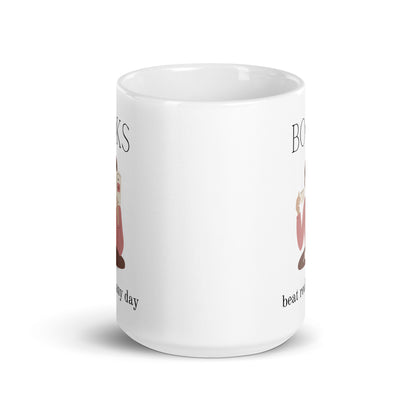 Books beat reality any day, White glossy mug