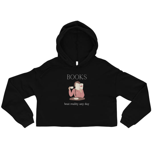 Books Beat Reality,  Lovers Crop Hoodie